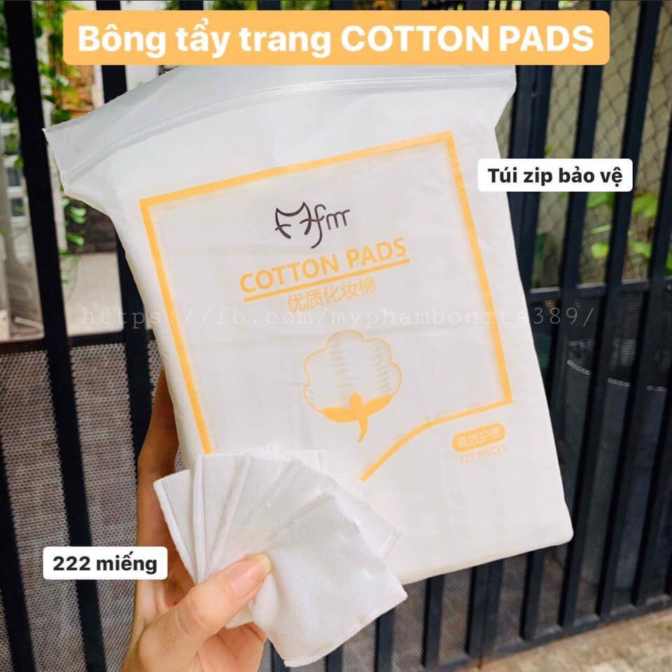 Bông tẩy trang 3 lớp Cotton Pads [Túi 222 miếng dày dặn]