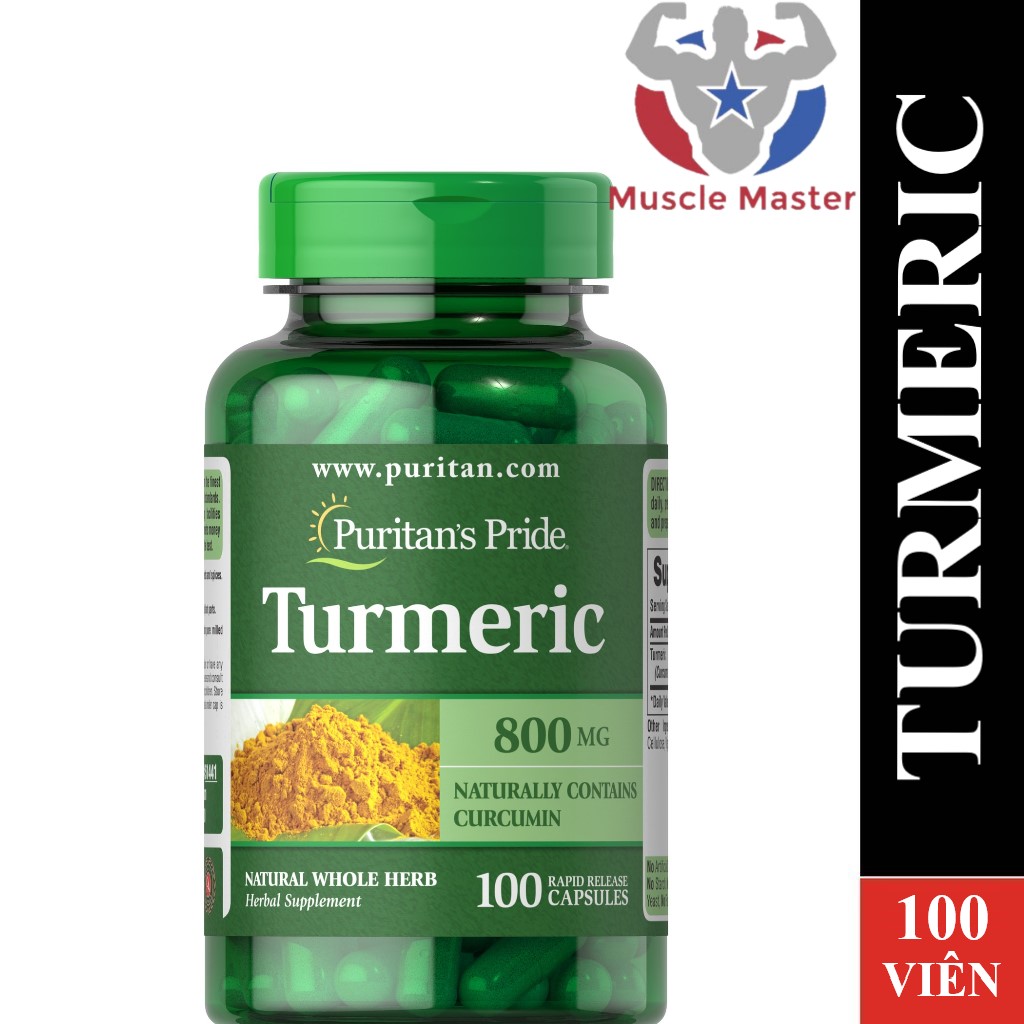 Tinh Chất Nghệ Trắng Da Nám Đau Dạ Dày Puritans Pride Turmeric 800Mg 100 Viên