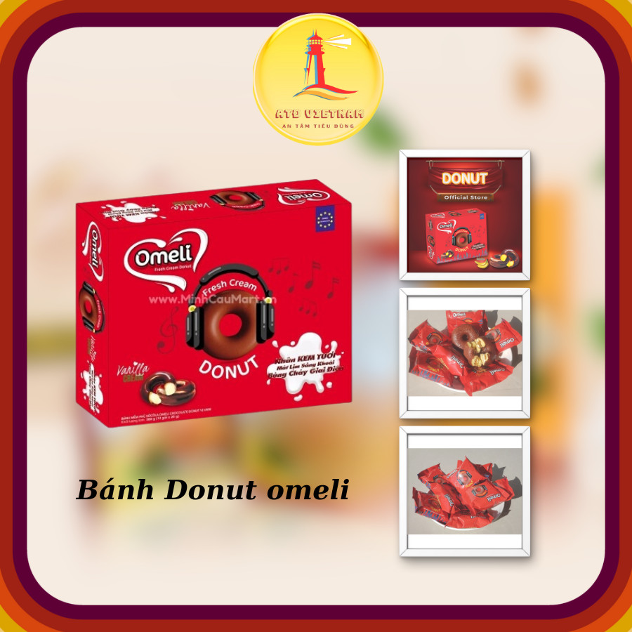 Bánh Chocolate Donut Omeli ngọt ngào thơm ngon hộp 300g (12 gói)