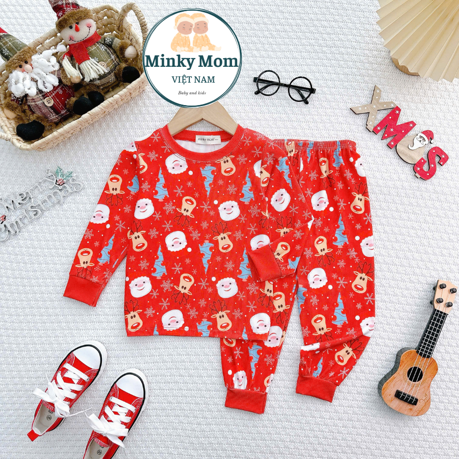 Bộ Quần Áo NOEL Trẻ Em Dài Tay Hiệu NATUCO Vải Thun Gân Tăm Cho Bé Trai Bé Gái 0-8 tuổi cao 80-130cm