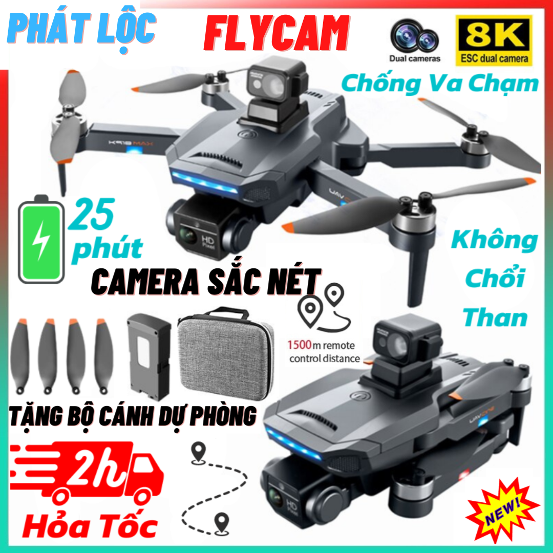 Fly cam K918 MAX G.P.S - Máy Bay Điều Khiển Từ Xa 4 Cánh FLYCAM Chuyên Nghiệp Camera 8K HD FPV 1.2Km Chụp Ảnh Trên Không - Play camera Drone Mini Cảm Biến Tránh Vật Cản xoay 360 độ Động Cơ Không Chổi Than