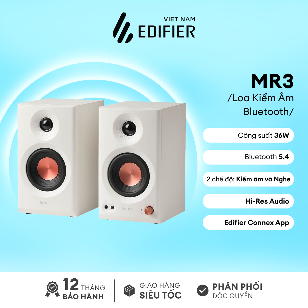 Bộ loa kiểm âm EDIFIER MR4/MR3/MR5 | Âm thanh chân thực | Vỏ gỗ chống dội âm | Tweeter vòm 1 inch |