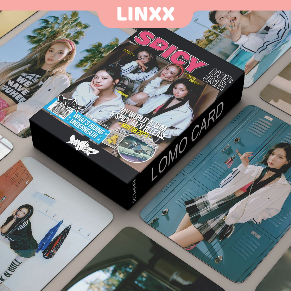 LINXX 55 Pcs AESPA Spicy Album Lomo Card Kpop Photocards  Postcards  Series