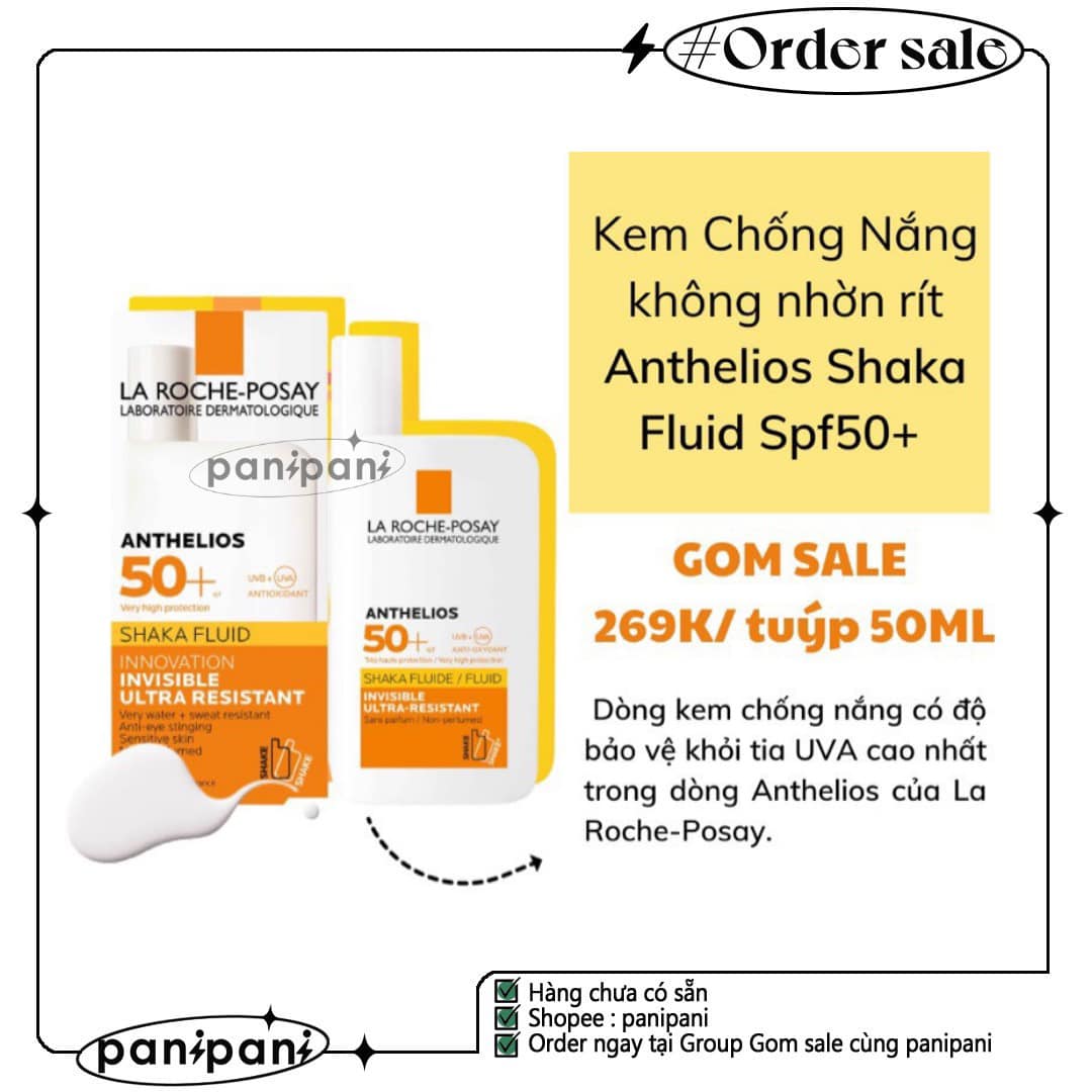 [Hcm][100% Auth] Kem Chống Nắng Dạng Sữa Laroche Posay Anthelios Shaka Fluid Spf50+ 50Ml