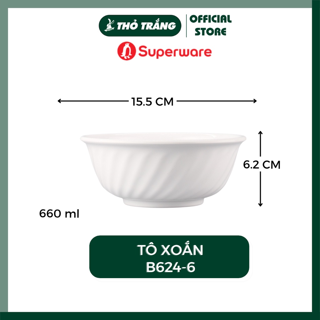 TÔ BÚN MÌ PHỞ MÀU TRẮNG NHỰA MELAMINE SUPERWARE THÁI LAN