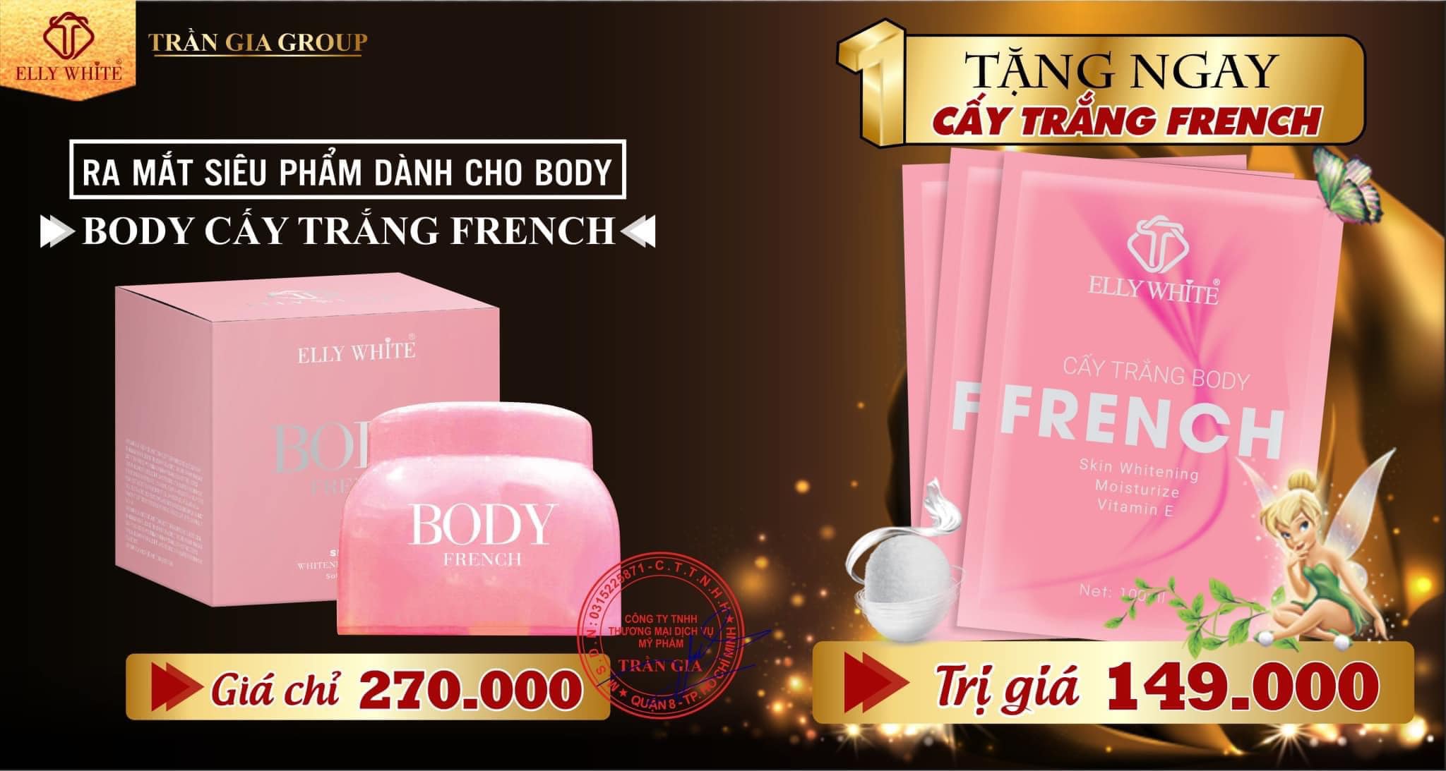 Ellywhite Body French 250Gr (Kem Body Cấy Trắng French) .