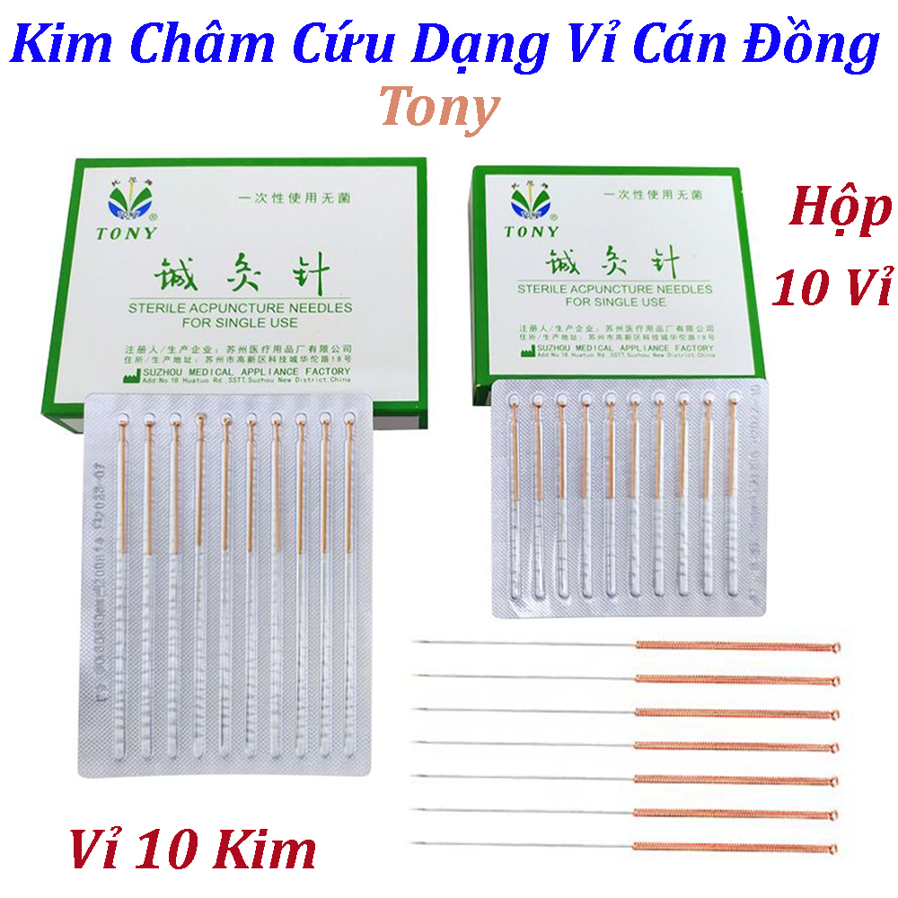 Kim Châm Cứu Vô Trùng Dạng Vỉ Cán Đồng Tony Các Cỡ