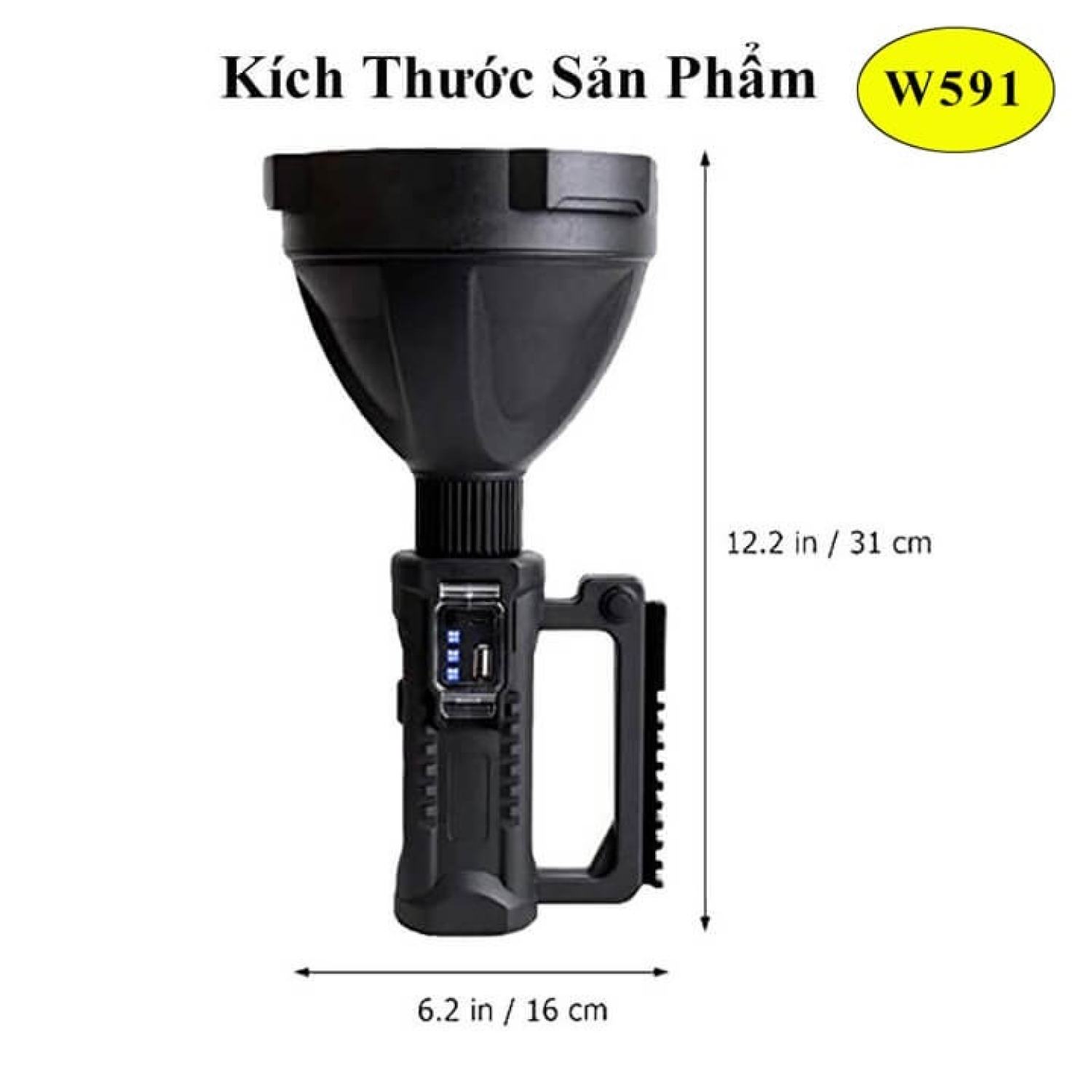 Đèn pin siêu sáng cầm tay w591 chiếu xa 1000m có chân đếchống nướcsạc đt W590 và W591 đèn pin cắm tr