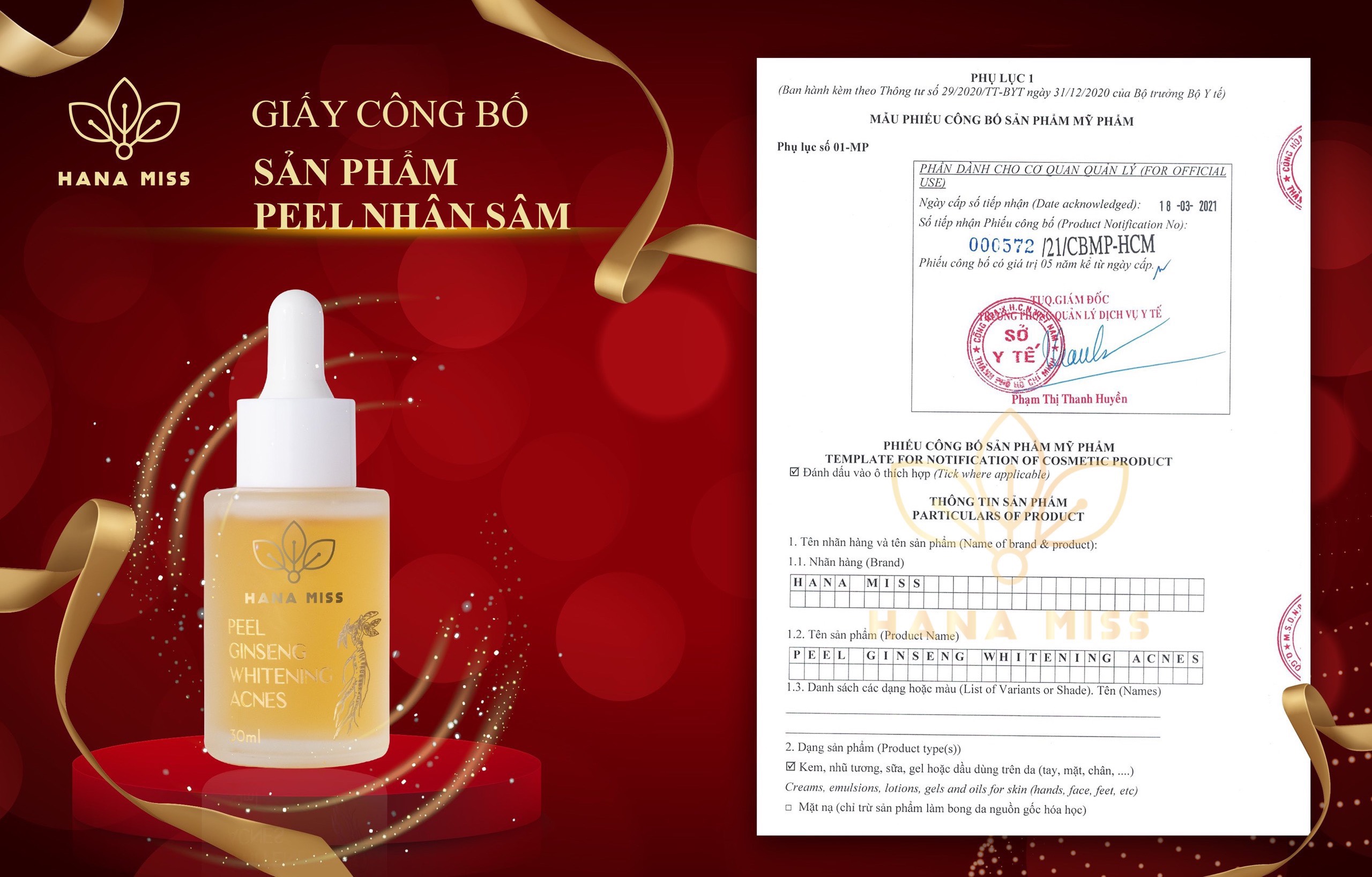 Serum Nhân Sâm Hana Miss Cam Kết Hàng Chính Hãng New