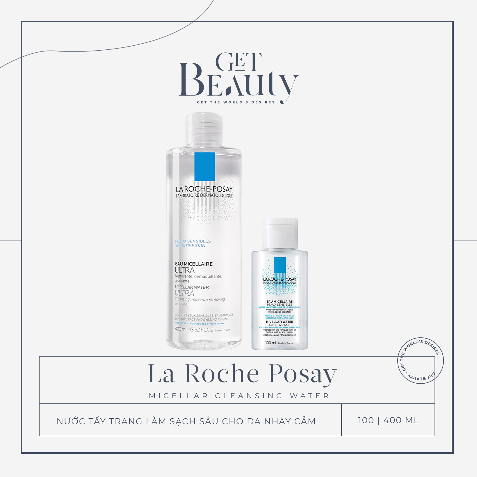 [Hcm]Trắng | Nước Làm Sạch Sâu Và Tẩy Trang Cho Da Nhạy Cảm La Roche - Posay Micellar Water Ultra Sensitive Skin 50Ml | 100Ml | 400Ml