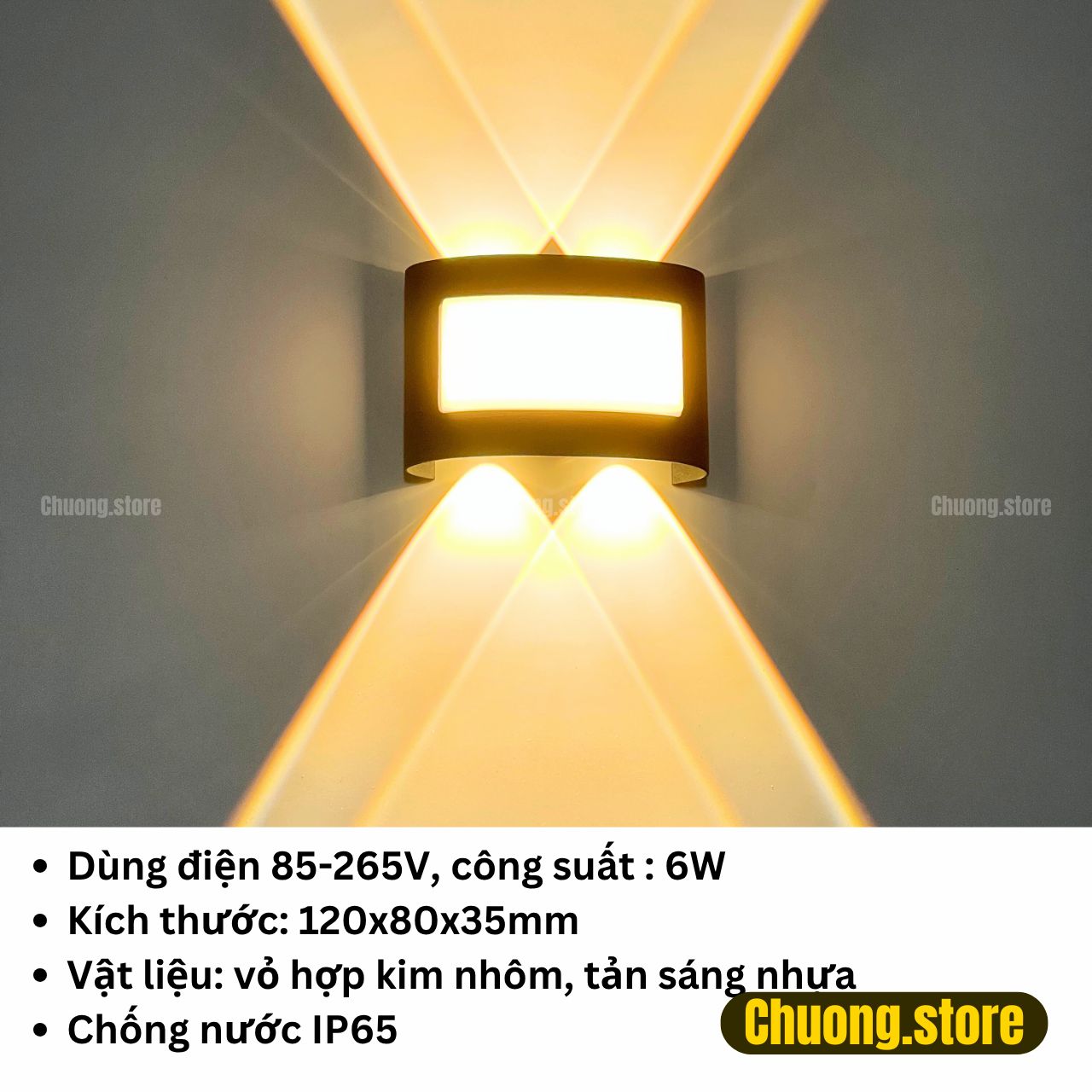 Đèn hắt tường cầu thang ban công cổng tường ngoài trời vỏ hợp kim nhôm kín nước IP65 - WA9306