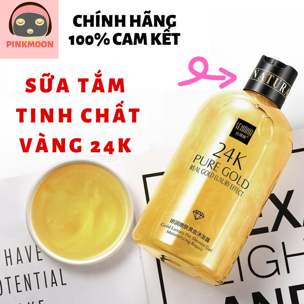 Sữa Tắm Tinh Chất Vàng 24K Senana 550Ml Trắng Mịn Da Mờ Thâm Sạm