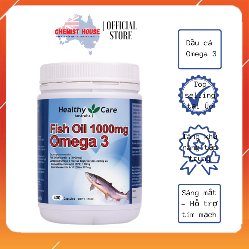 [Hcm](Hàng Auth Có Bill) Dầu Cá Tự Nhiên Fish Oil Healthy Care Hỗ Trợ Xương Khớp Sáng Mắt Đẹp Da