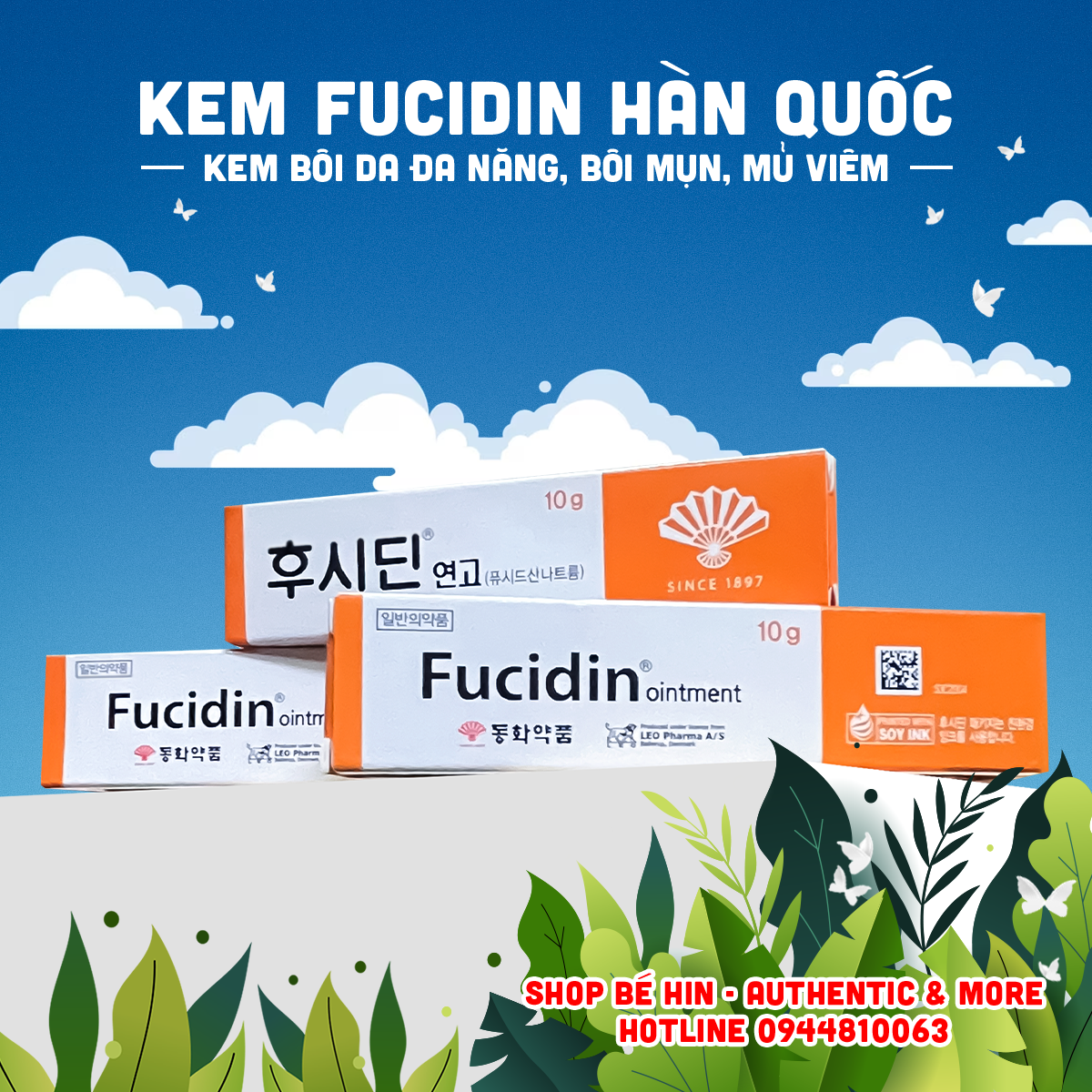 (Chính hãng) Tổng hợp các loại kem Hàn Quốc tốt cho bé và gia đình Kem bôi da Fucidin Kem bôi da đa 