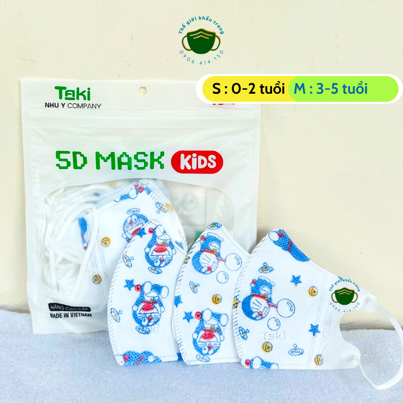 Khẩu trang 5D kids y tế cho bé 0-2 tuổi 3- 6 tuổi [hộp 10cái] khẩu trang trẻ em sản xuất theo công nghệ Hàn Quốc