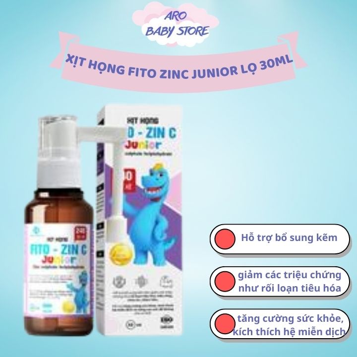 Xịt họng Fito Zinc Junior lọ 30ml - con ăn ngon cân tăng đều đề kháng khỏe