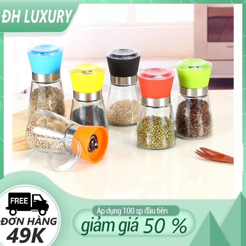Lọ xay tiêu Cối xay tiêu cầm tay thủy tinh nắp chắc chắc tiện dụng và thông minh Dụng cụ xay tiêu th