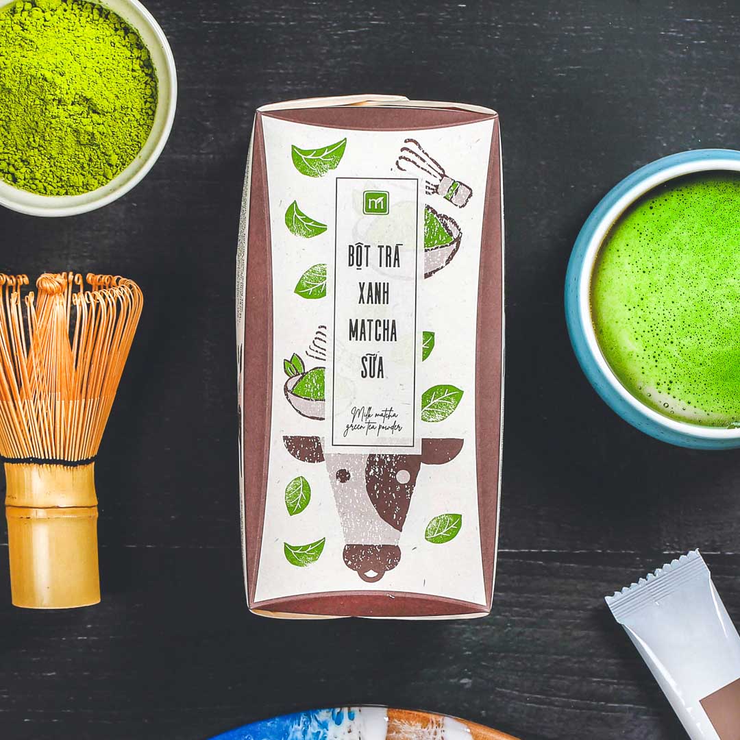 Bột trà xanh matcha sữa túi Matchi Matcha 12g hộp 16 túi mẫu hanko