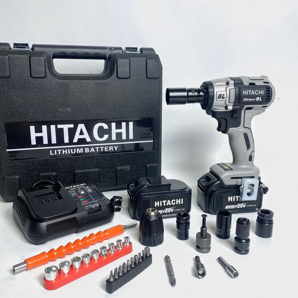 Bộ Máy Siết bulong Hitachi 20V bản mới siêu khỏe Máy siết ốc máy vặn vít dùng pin 10 cell - Máy siết