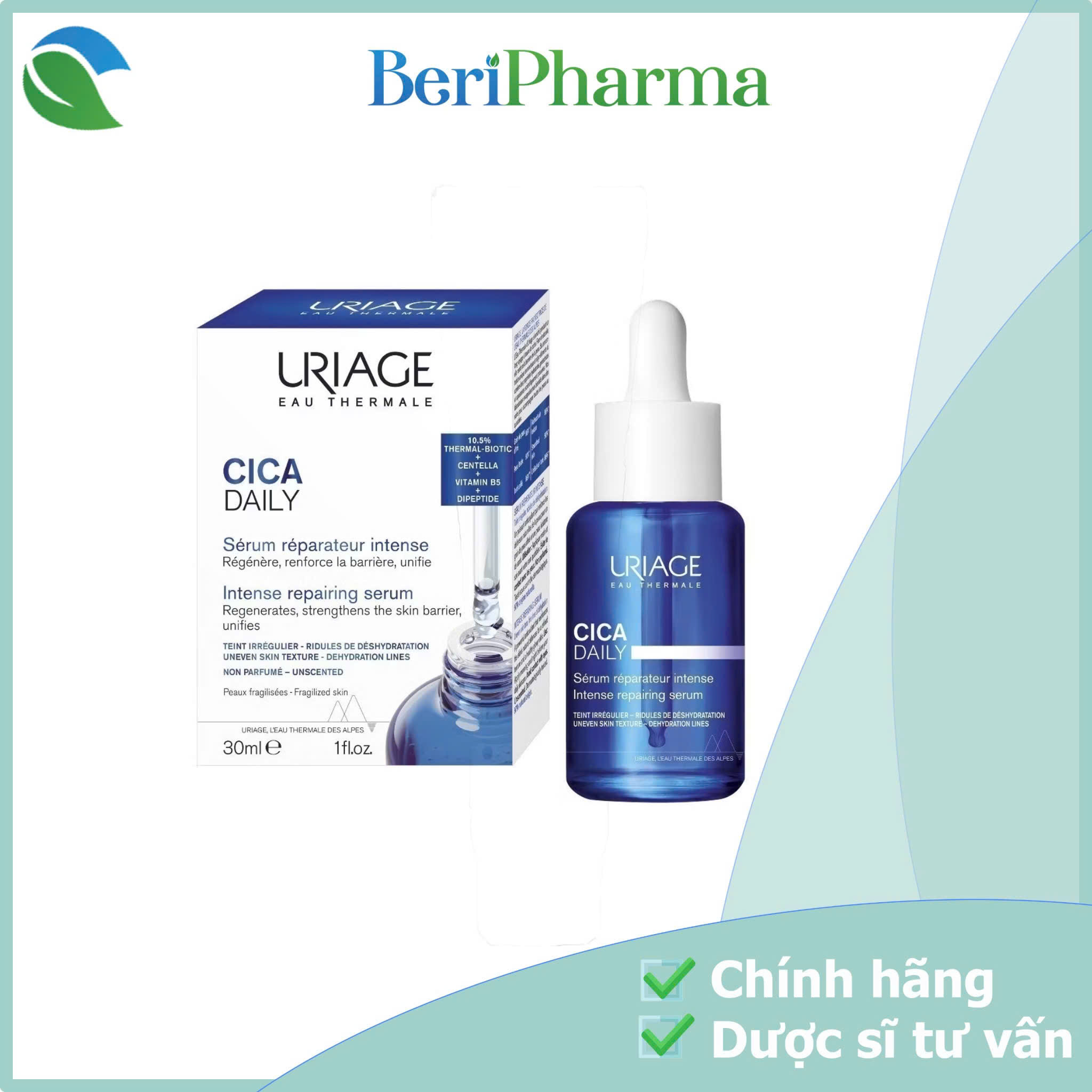 URIAGE Serum làm dịu làm lành và phục hồi da tổn thương hằng ngày URIAGE CICA DAILY SERUM REPARATEUR