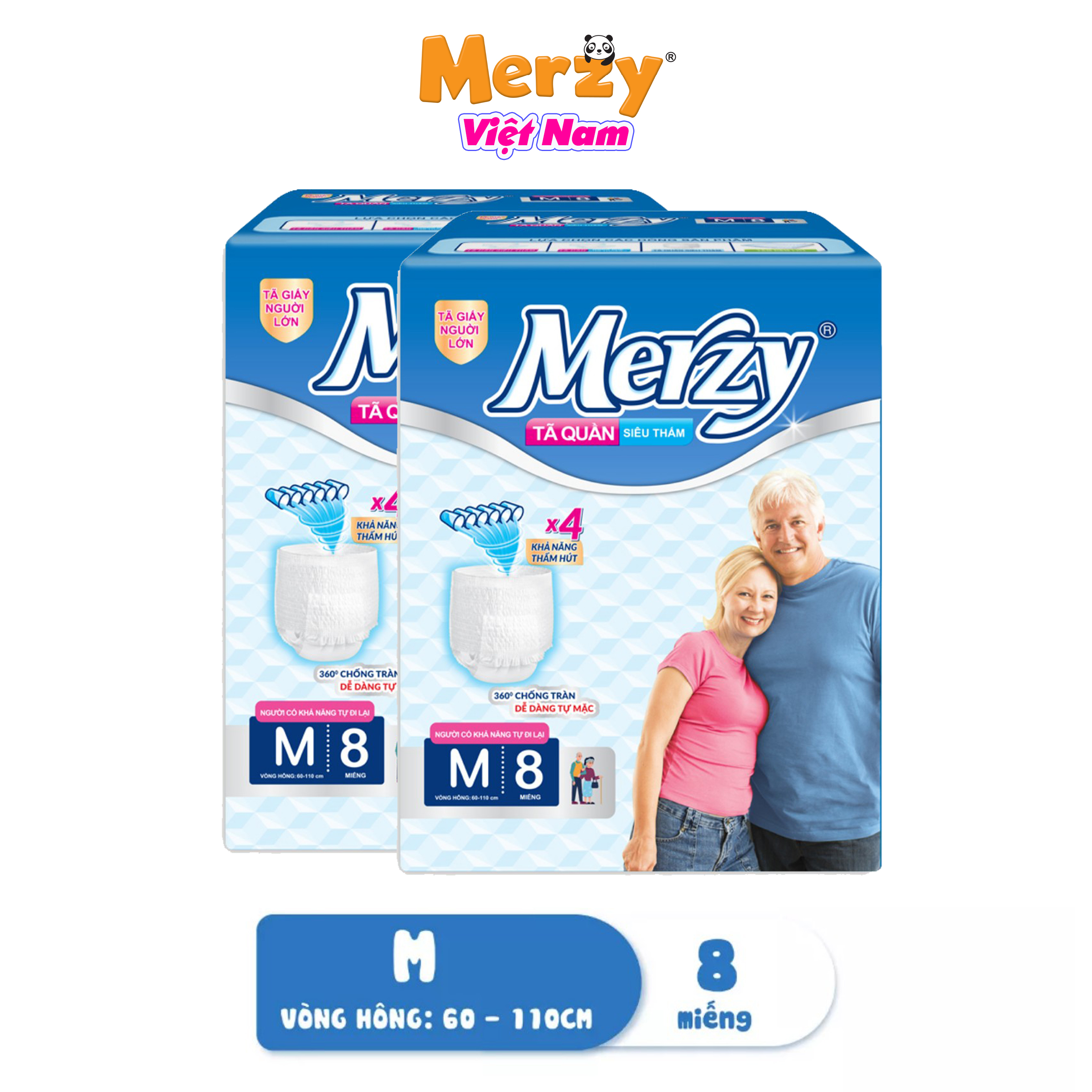 Tã quần người lớn MERZY Size M8/L7/XL6 tã người lớn chống tràn bỉm người già khô thoáng