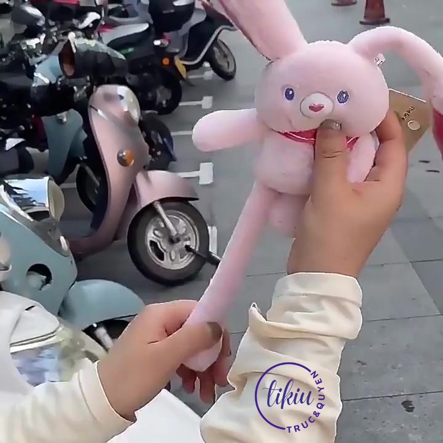 { QUÀ TẶNG} Móc Khóa TIKIU Thỏ Nhồi Bông Tai Dài Có Thể Rút Chân Siêu Đáng Yêu 4 Màu