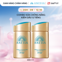 Combo Sữa chống nắng dưỡng da kiềm dầu bảo vệ hoàn hảo Anessa Gold Milk SPF50+ PA++++ 60mlx2