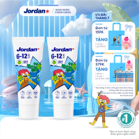 Combo 2 Kem đánh răng Jordan cho trẻ em vị táo bước 1 cho bé 6-12 tuổi - 75g xuất xứ Na Uy