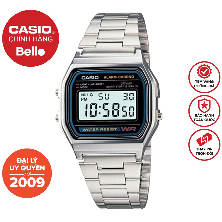 Đồng hồ Casio Nam A158WA-1 bảo hành chính hãng 1 năm - Pin trọn đời