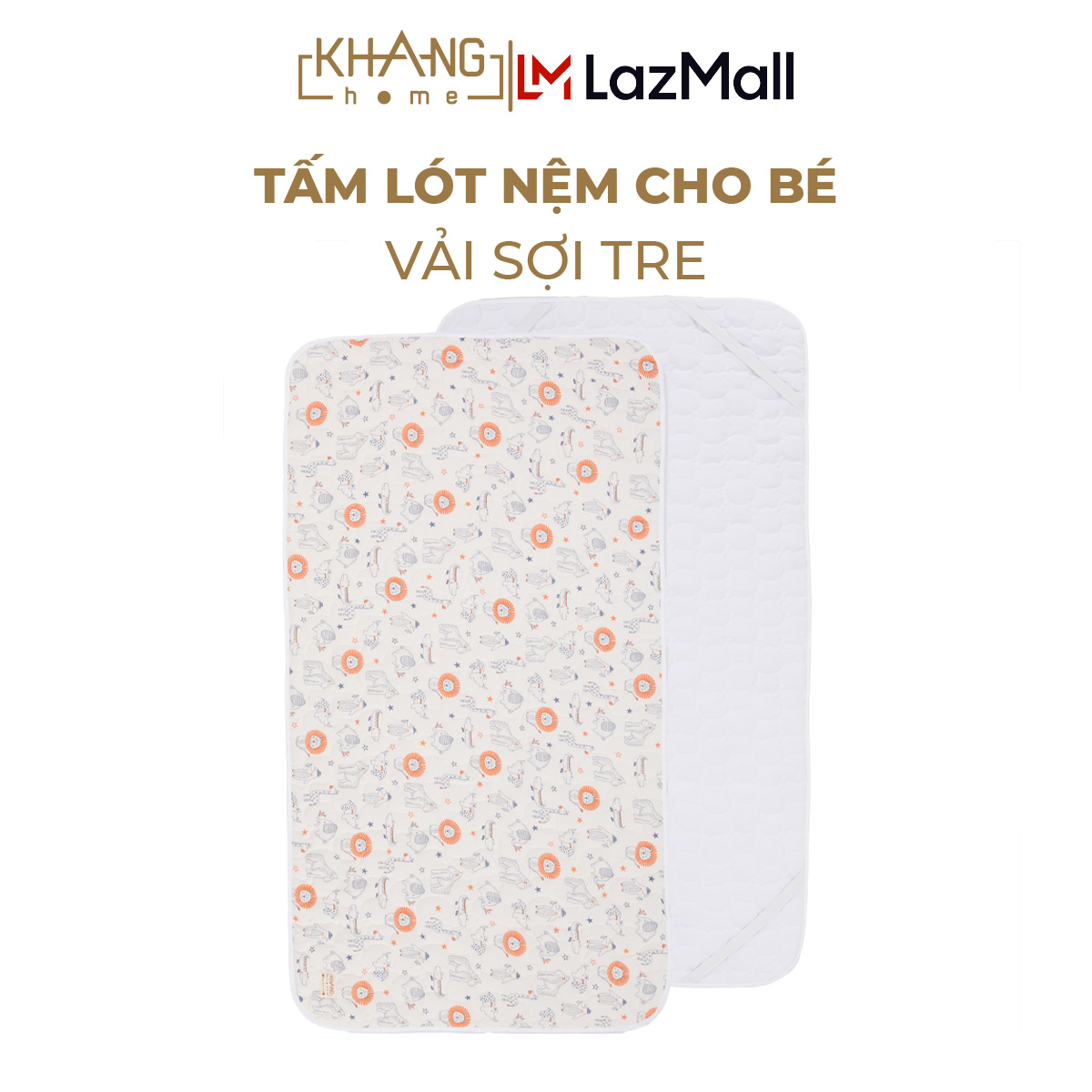 Lót Trải Nệm Cho Bé Sơ Sinh Khang Home - Chất Liệu Vải Sợi Tre An Toàn Thấm Hút Tốt Không Thấm Ngược