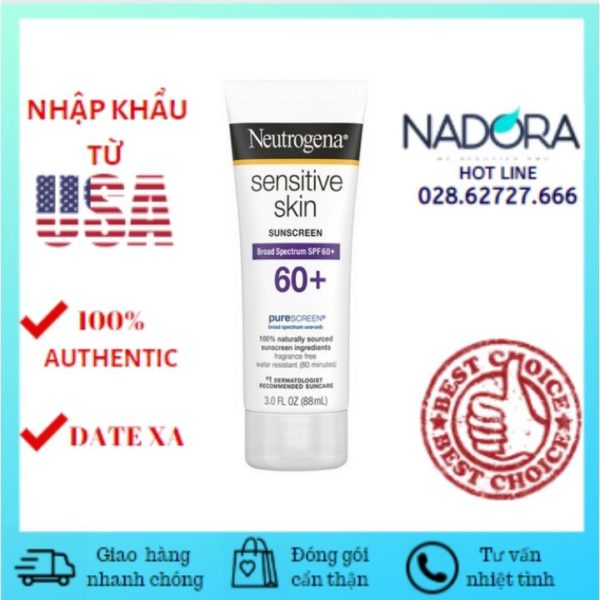 [Hcm]Kem Chống Nắng Dành Cho Da Nhạy Cảm Neutrogena Sensitive Skin Spf 60 Sunscreen