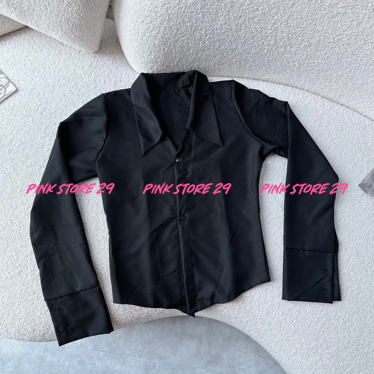 Áo sơ mi nữ tay dài kiểu cổ bẻ PINKSTORE29 phong cách sang trọng cá tính A5787