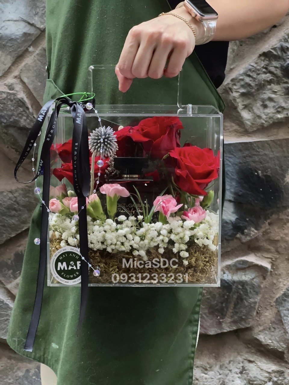 Hộp vali đựng hoa - Hộp mica trồng hoa Lan - Xương rồng - Hộp trang trí quà tặng bằng mica