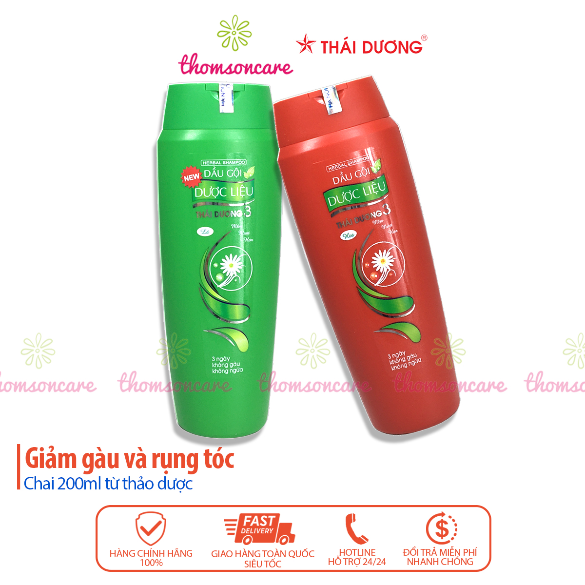 Dầu Gội Và Xả Dược Liệu Thái Dương 3 200 Ml Ngăn Ngừa Gàu Dưỡng Tóc Từ Thảo Dược Giảm Rụng Tóc