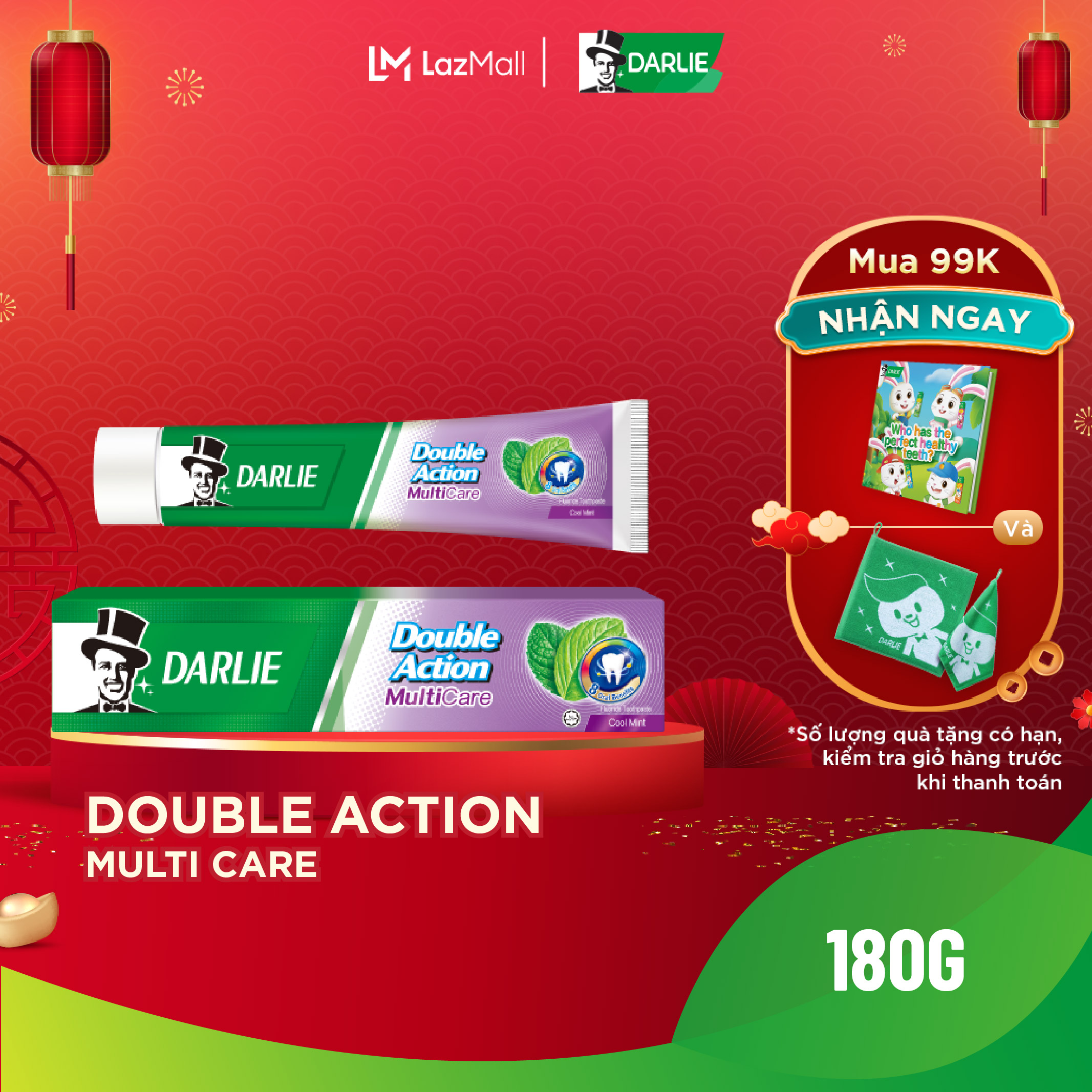 Kem Đánh Răng Darlie Double Action Multicare 180g