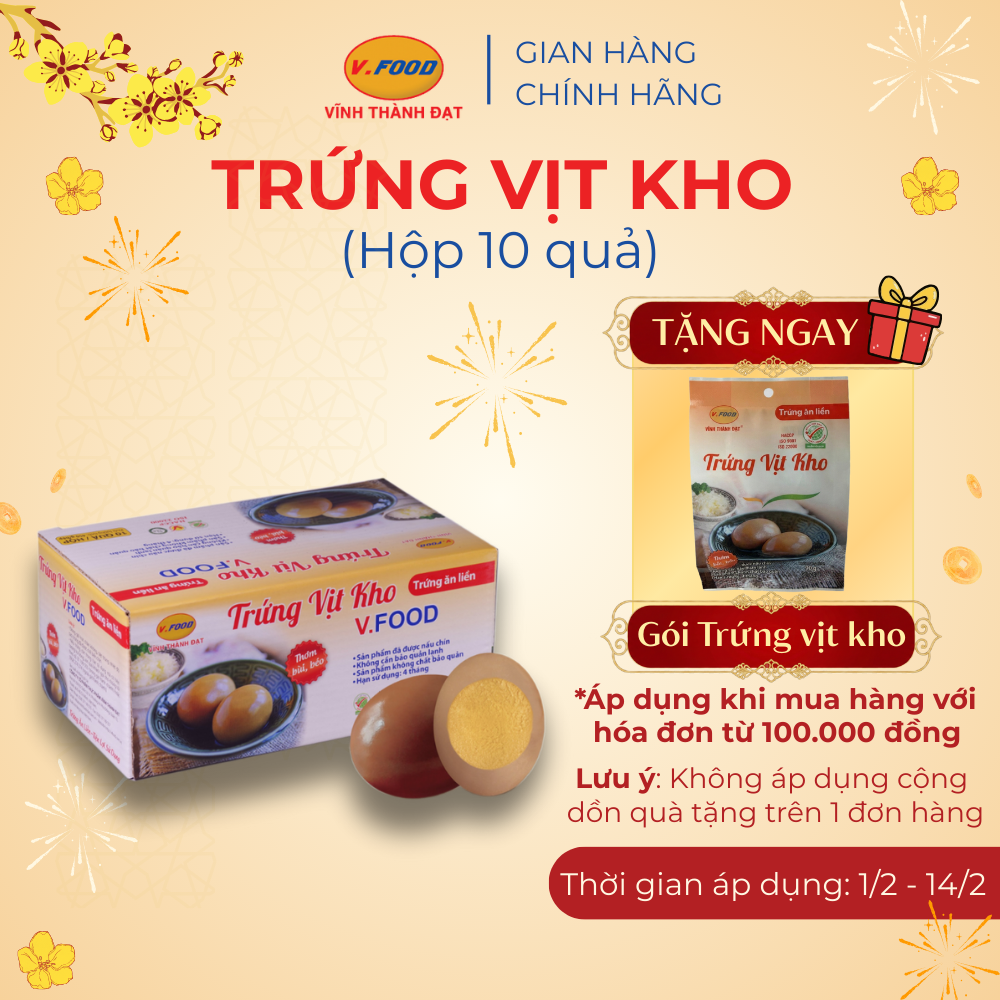 [Giao toàn quốc]TRỨNG VỊT KHO VFOOD HỘP 10 QUẢ