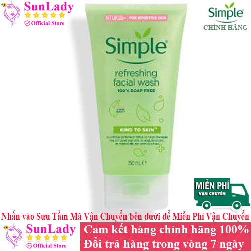 [Hcm]Sữa Rửa Mặt Dịu Nhẹ Dạng Gel Simple Refreshing 150Ml Chính Hãng - Sữa Rữa Mặt Chống Lão Hóa Trị Mụn Simple - Srm Simple