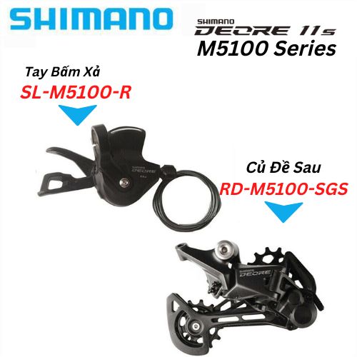 Mini Groupset Shimano Deore M5100 1x 11 Tốc Độ 11-51T  Tay Bấm SL- M5100 Củ Đề RD- M5100 Dành Cho Xe