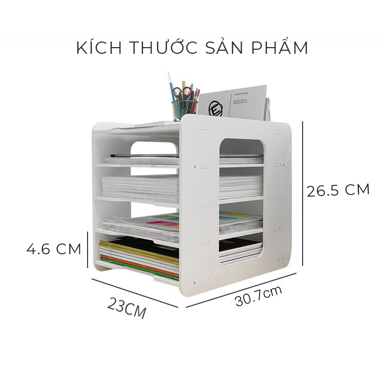 Kệ tài liệu văn phòng để bàn kệ đựng giấy A4 hồ sơ nhiều ngăn tiện lợi - IG418