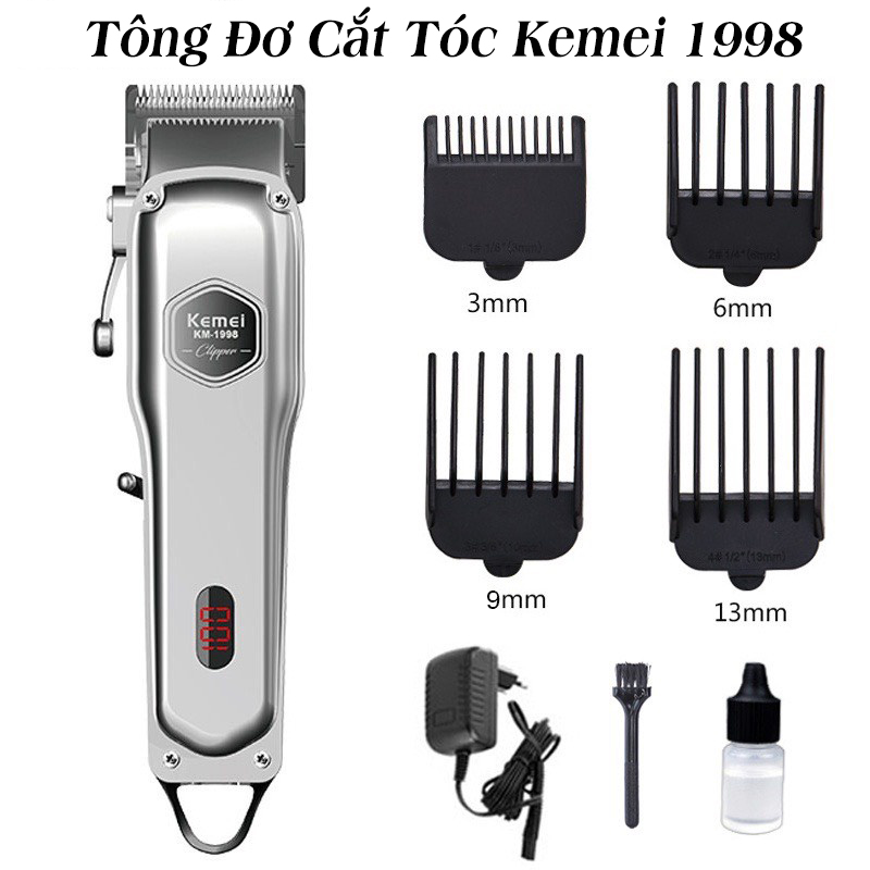 Tông đơ cắt tóc gia đình chuyên nghiệp Kemei 1987 tăng đơ hớt tóc máy cắt tóc salon cao cấp kiểu dáng đẹp pin trâu máy khỏe lưỡi dao sắc bén chính hãng