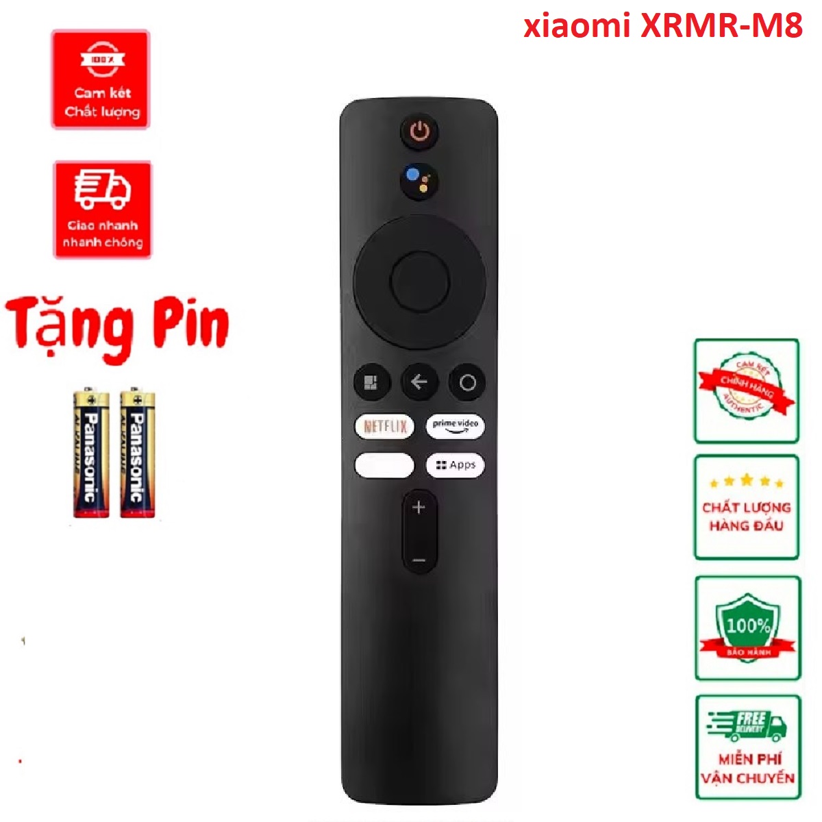 Điều khiển remote từ xa dùng cho tivi xiaomi XRMR-M8 có giọng nói và 4 nút màu trắng APPS - chính hã