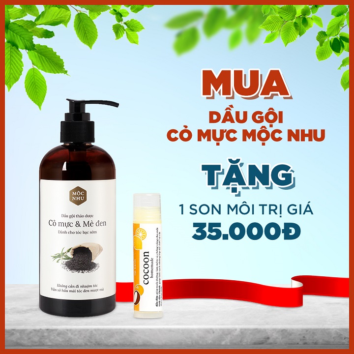 Dầu Gội Cỏ Mực Mộc Nhu - Tặng Son - Phủ Màu Tóc Bạc Thành Đen Nhanh Chóng