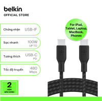 Cáp sạc nhanh USB Type C - C BOOST↑CHARGE™ Belkin 100W vỏ dù 2M