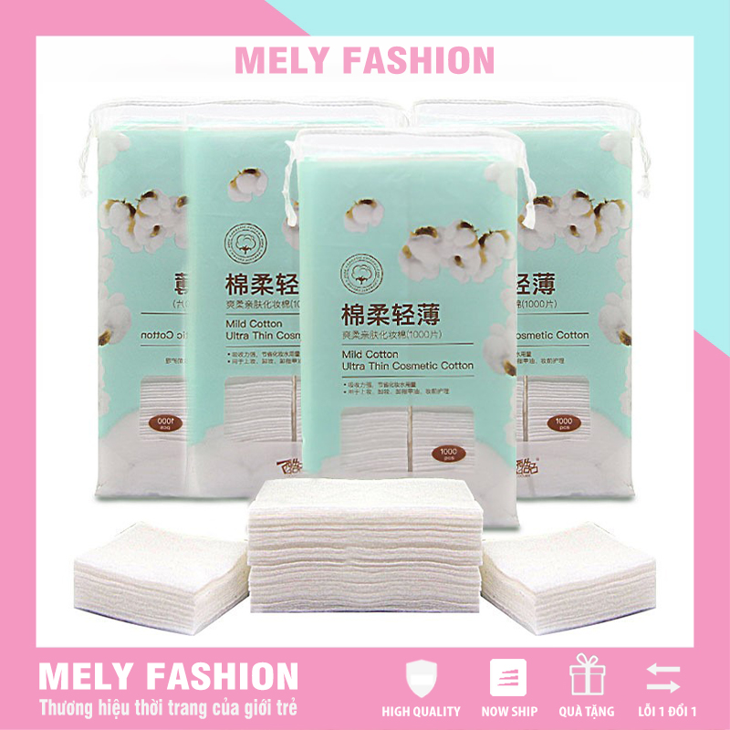 Bông Tẩy Trang 1000 Miếng 100% Nguyên Chất Mềm Mịn Không Có Vụn Bông Mely Fashion Pk09