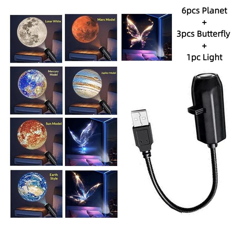 QIUWU 5V USB Cắm Trong Hành Tinh Chiếu Đèn Trong Nhà Trang Trí Trần Bầu Không Khí Ánh Sáng Đầy Sao Bầu Trời Đèn Ánh Sáng Ban Đêm Thiên Hà Chiếu