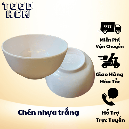 Chén nhựa - chén trắng trơn Co02 - bát ăn cơm - chén nhà hàng - bát nhựa melamine hàng cao cấp