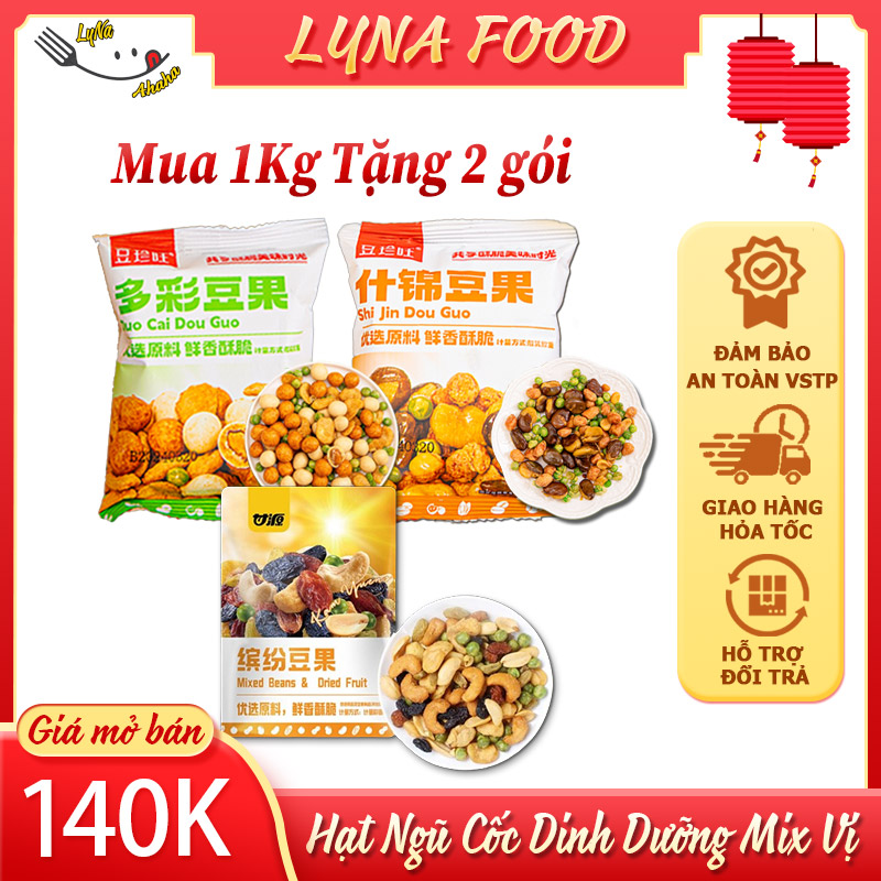 500G Hạt Dinh Dưỡng Mix Hoa Quả Sấy Giòn Hạt Ngũ Cốc Mix 4 Vị Gói Hạt Mix Dinh Dưỡng GANYUAN 30g hạt