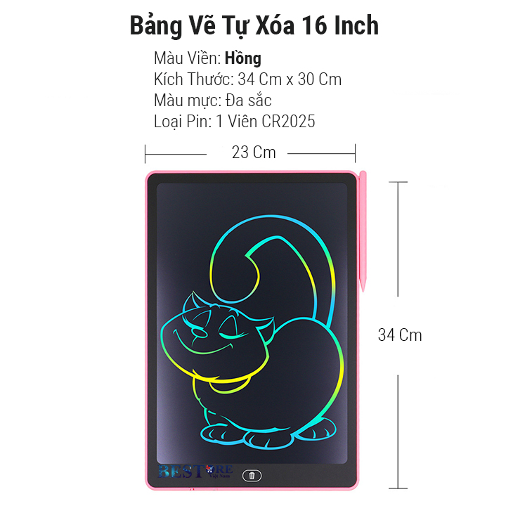 Bảng vẽ điện tử bảng viết tự xóa thông minh màn hình LCD cho bé tập vẽ tập viết - An toàn không bụi phấn - Bảo hành 12 tháng