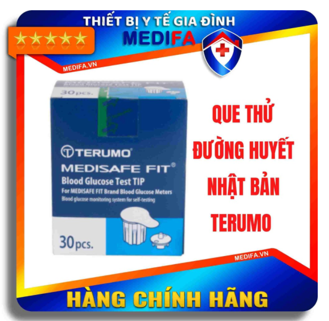 Hộp 30 Que Thử Đường Huyết Tiểu Đường Nhật Bản Terumo Medisafe Fit Ni&Ecircm Phong Ri&Ecircng Từng Que