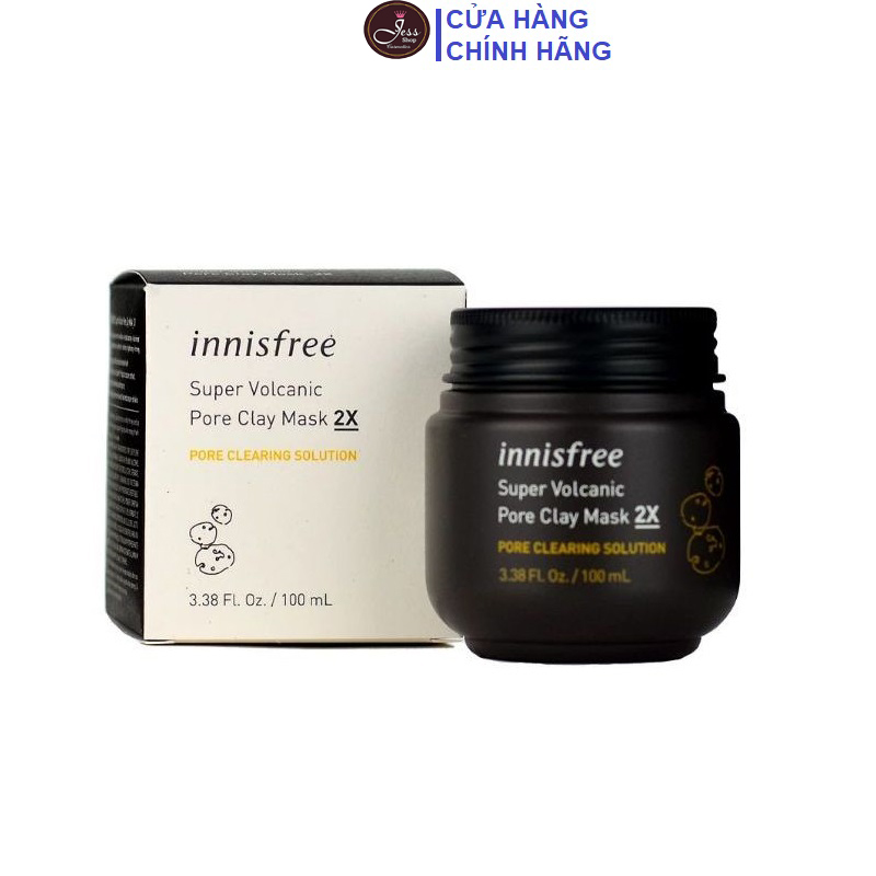 Mặt Nạ Tro Núi Lửa Giảm Mụn Đầu Đen Chăm Sóc Lỗ Chân Lông Innisfree Super Volcanic Pore Clay Mask 2X 100Ml